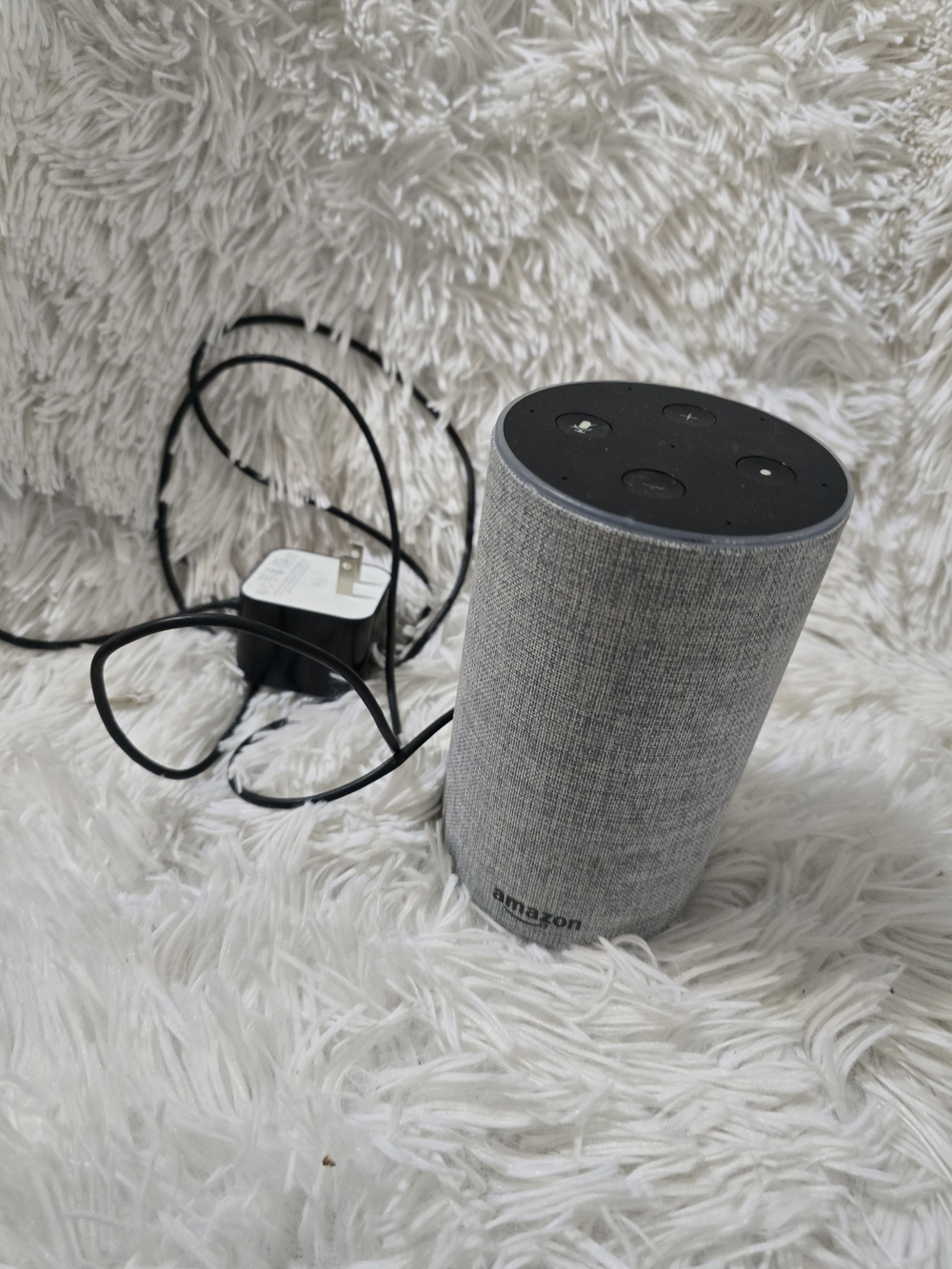 Amazon Echo Smart Speaker in Light Gray and Black